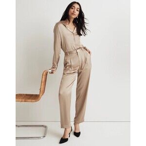 MADEWELL The Turner Tapered Pant in Satin 0 Matchstick Gold High Waisted NWT B94